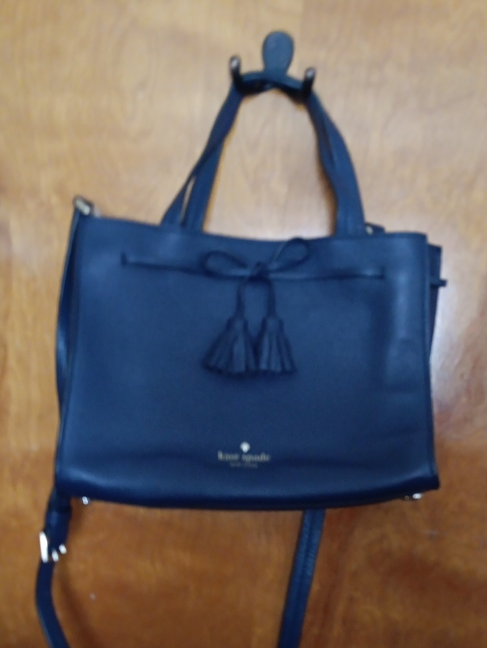kate spade BlueLeather Tassel Satchel with Shoulder Strap